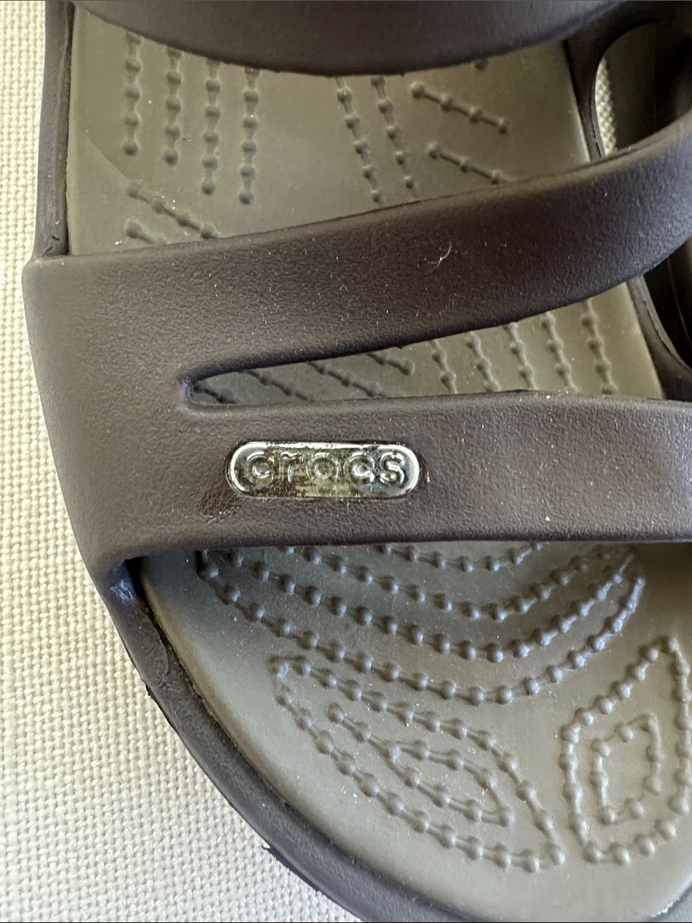 CROCS Womens Dark Brown Dual-Strap Slide Sandals size 10 - Picture 5 of 6